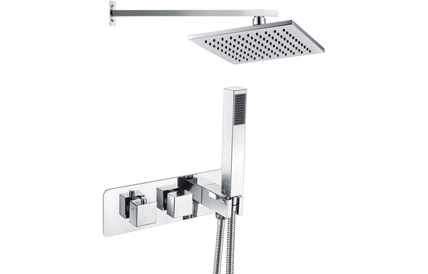 Crono Shower Pack Two - Two Outlet Twin Shower Valve with Handset and Brass Overhead