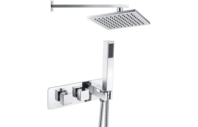 Crono Shower Pack Two - Two Outlet Twin Shower Valve with Handset and Brass Overhead