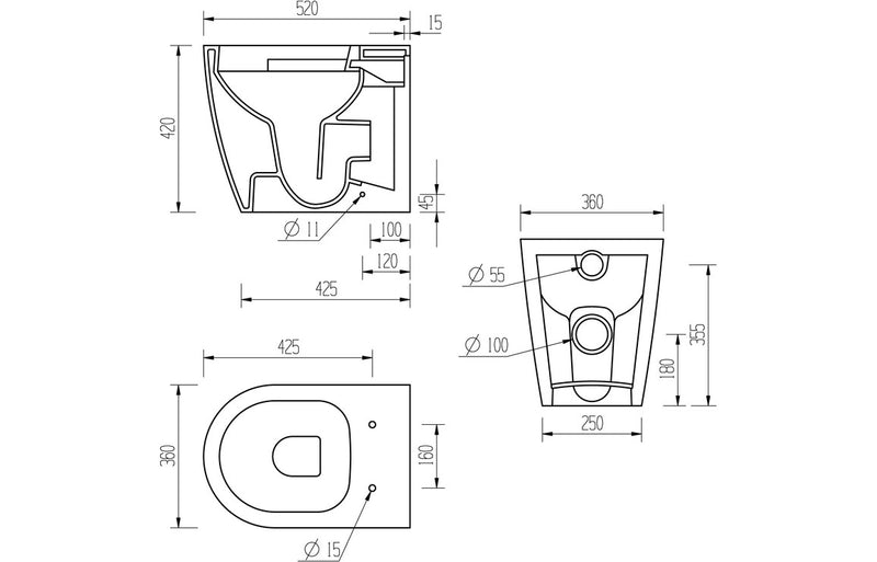 Zest Rimless Back To Wall WC and Soft Close Seat