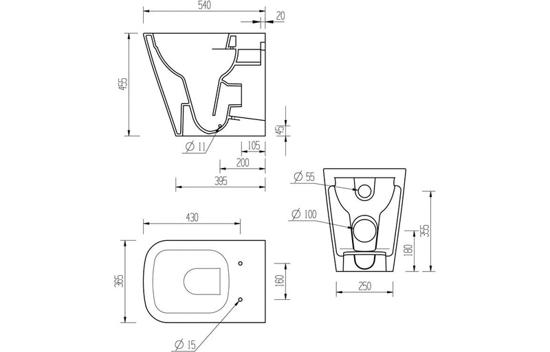 Cromwell Rimless Back To Wall Comfort Height WC and Soft Close Seat