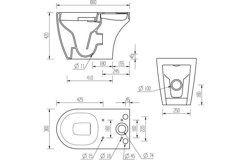 Zest Rimless Close Coupled Open Back WC and Soft Close Seat