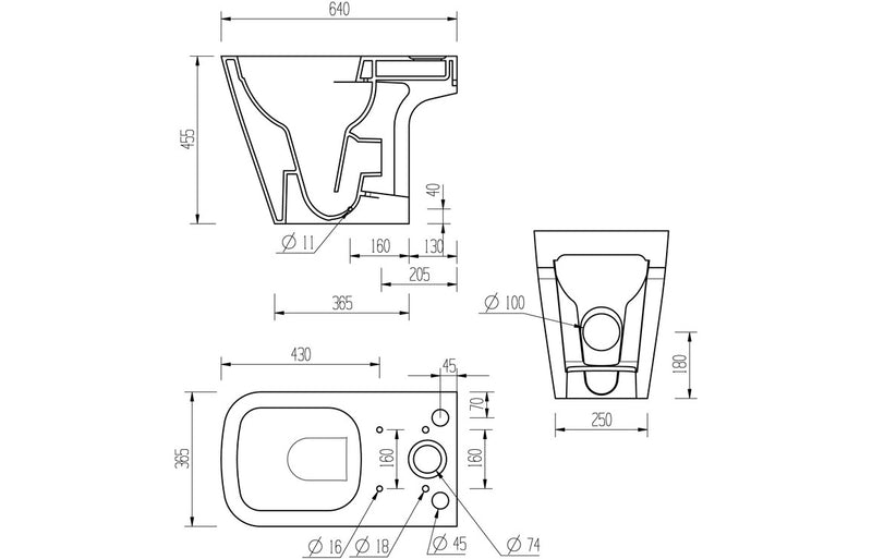 Cromwell Rimless Close Coupled Open Back Comfort Height WC and Soft Close Seat