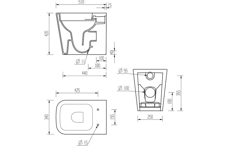 Cromwell Rimless Back To Wall Short Projection WC and Soft Close Seat