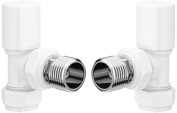 Ceri Patterned Angled Radiator Valve - White