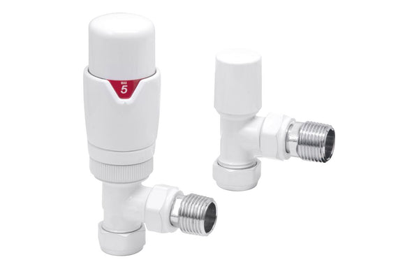 Clyde Angled Thermostatic Radiator Valve - White