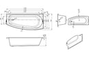 Mia Space Saving 1700x740x560mm 0TH Bath with Legs - Right Hand