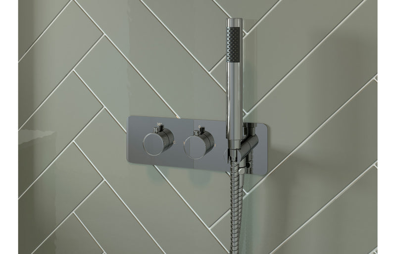 Nyla Shower Pack One - Two Outlet Twin Shower Valve with Handset and Abs Overhead