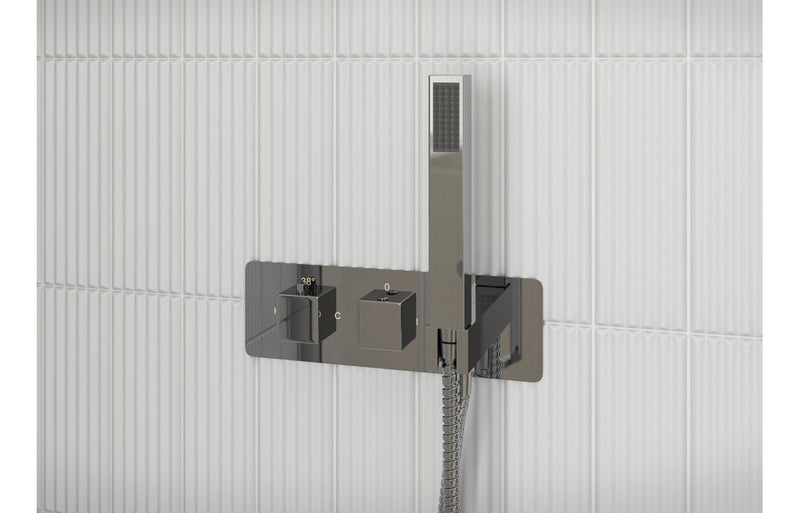 Crono Shower Pack Two - Two Outlet Twin Shower Valve with Handset and Brass Overhead