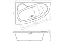 Mormont 1500x950x600mm 0TH Offset Corner Bath with Legs - Left Hand