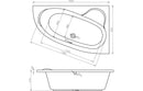 Mormont 1500x950x600mm 0TH Offset Corner Bath with Legs - Right Hand