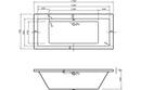 Medford Square Double End Supercast 1700x750x550mm 0TH Bath with Legs