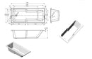 Laguna Straight 1700x750x550mm 0TH "C" Shower Bath with Legs