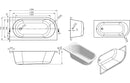 Essence J Shape 1500x725x600mm 0TH Bath with Legs - Right Hand
