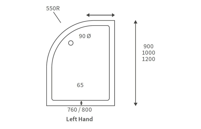 Venus 45mm Low Profile 1200mm x 800mm Offset Quadrant Shower Tray and Waste