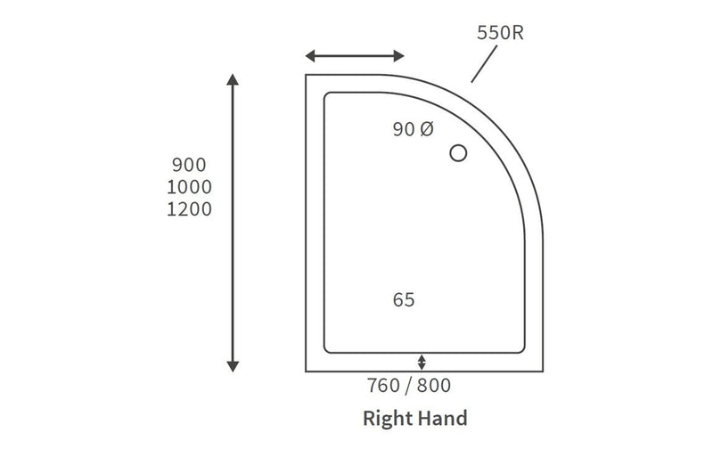 Juan 45mm Low Profile 1200mm x 900mm Offset Quadrant Shower Tray and Waste