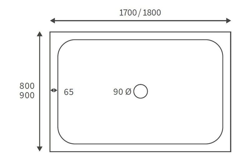 Tumen 45mm Low Profile 1800mm x 800mm Rectangular Shower Tray and Waste