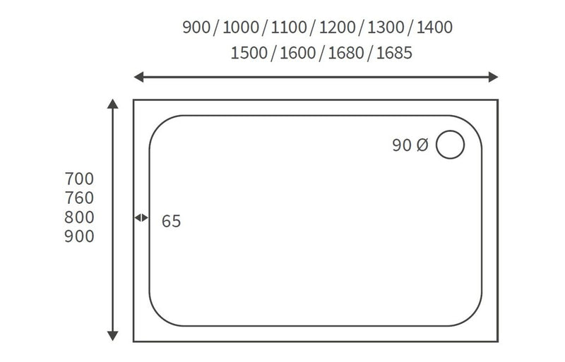 Sewa 45mm Low Profile 1500mm x 700mm Rectangular Shower Tray and Waste