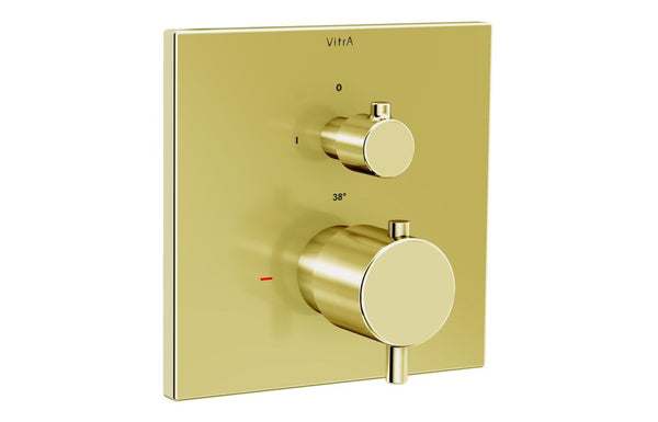 VitrA Root Square Integrated Thermostatic 2-Way Shower Mixer Valve - Soft Gold