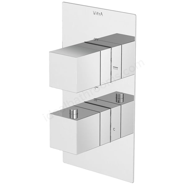 VitrA Aquaheat Square Thermostatic 1-Way Shower Mixer - Chrome