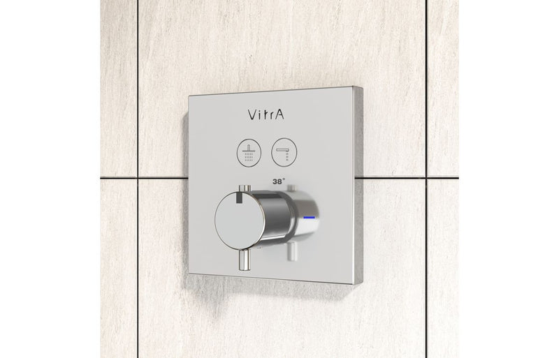 VitrA Aquacontrol Square Concealed Thermostatic 2-Way Bath Mixer - Chrome