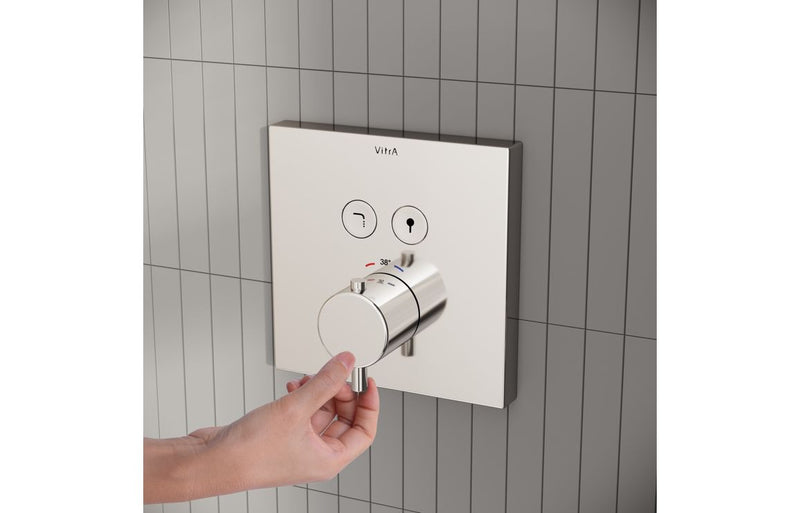 VitrA Aquacontrol Square Concealed Thermostatic 2-Way Bath Mixer - Chrome