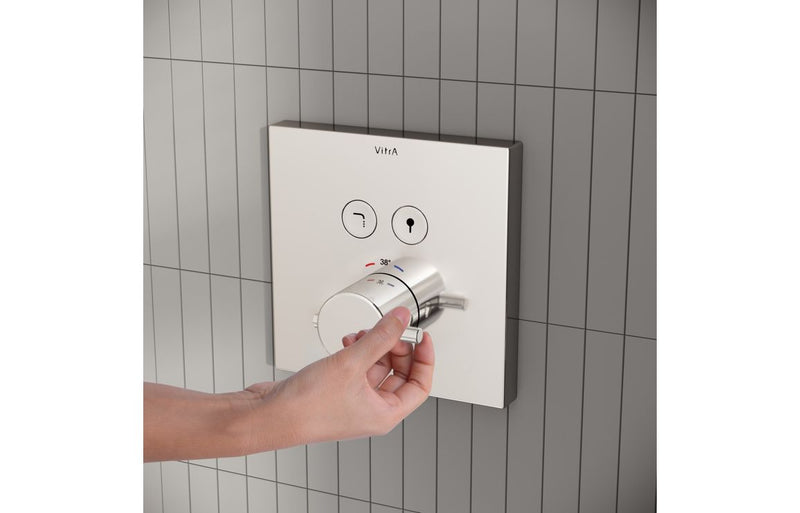 VitrA Aquacontrol Square Concealed Thermostatic 2-Way Bath Mixer - Chrome