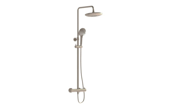 VitrA Aquaheat Bliss 240 Thermostatic Shower Column with 2-Function Overhead - Brushed Nickel
