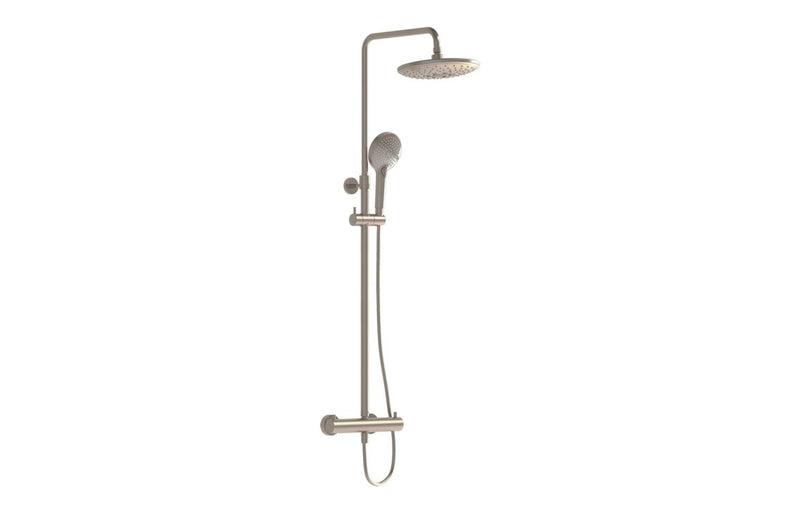 VitrA Aquaheat Bliss 240 Thermostatic Shower Column with 2-Function Overhead - Brushed Nickel