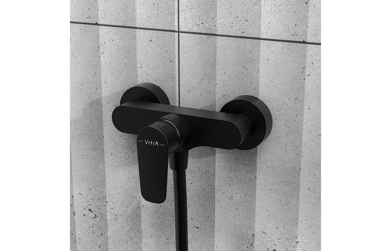 VitrA Flow Soft Wall Mounted Shower Mixer - Matt Black
