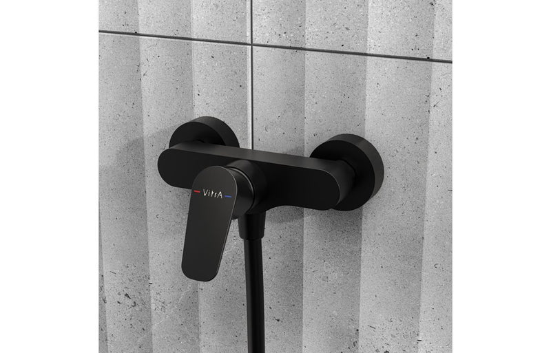 VitrA Flow Soft Wall Mounted Shower Mixer - Matt Black