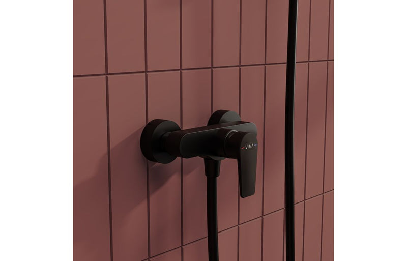 VitrA Flow Square Wall Mounted Shower Mixer - Matt Black