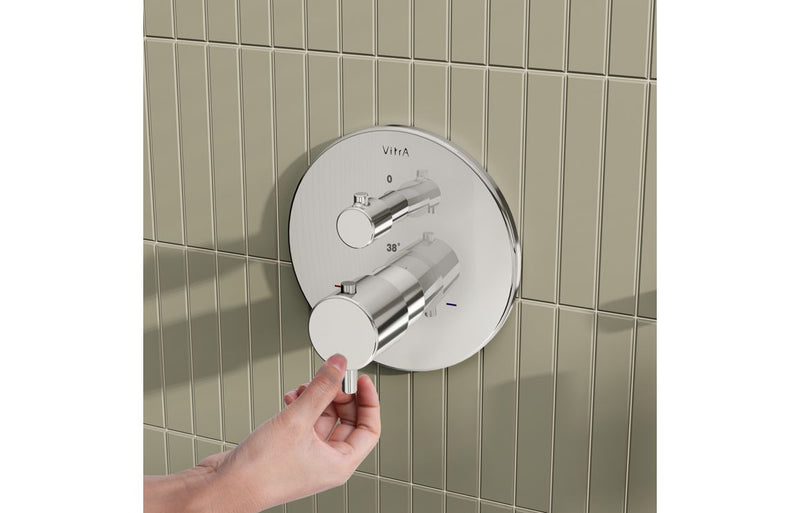 VitrA Root Round Integrated Thermostatic Bath/Shower Mixer Valve - Chrome