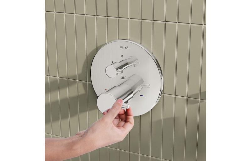 VitrA Root Round Integrated Thermostatic Bath/Shower Mixer Valve - Chrome
