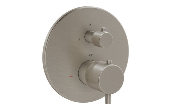 VitrA Root Round Integrated Thermostatic Bath/Shower Mixer Valve - Brushed Nickel