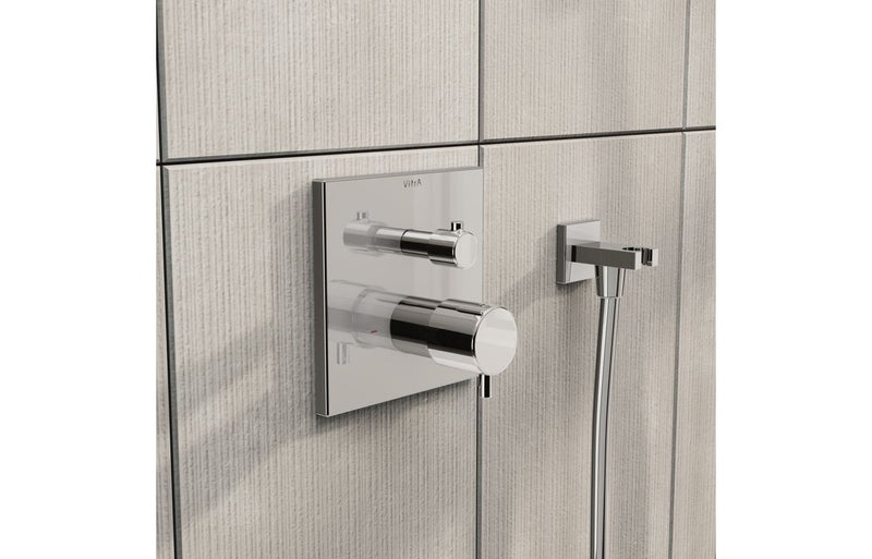 VitrA Root Square Integrated Thermostatic 1-Way Shower Mixer Valve - Chrome