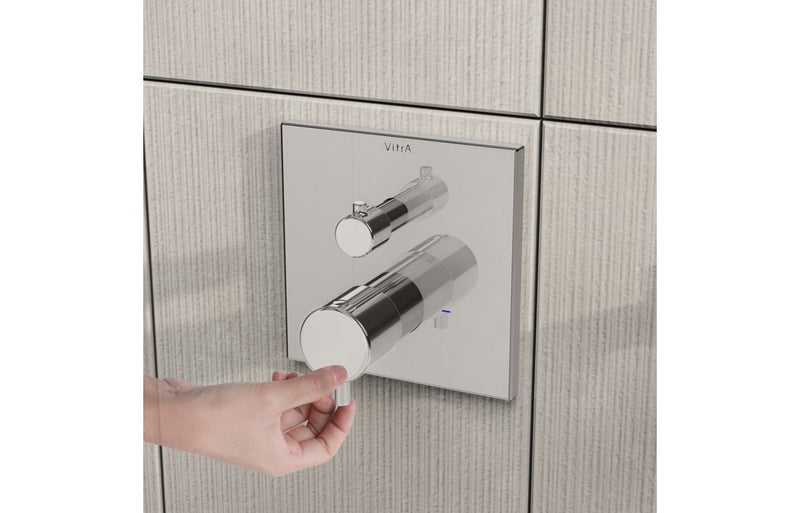 VitrA Root Square Integrated Thermostatic 1-Way Shower Mixer Valve - Chrome