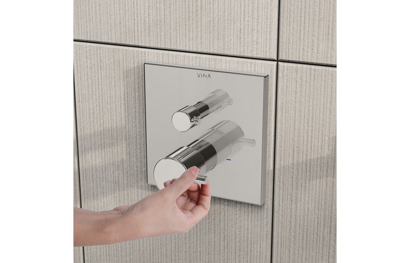 VitrA Root Square Integrated Thermostatic 1-Way Shower Mixer Valve - Chrome