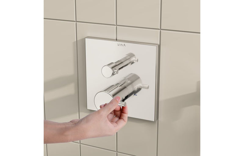 VitrA Root Square Integrated Thermostatic 2-Way Shower Mixer Valve - Chrome