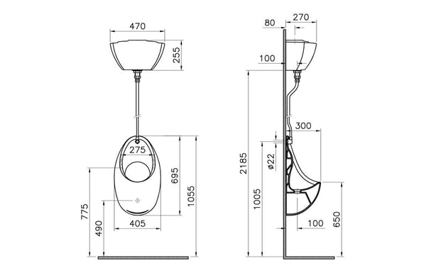 VitrA Urinal with Concealed Trap - White