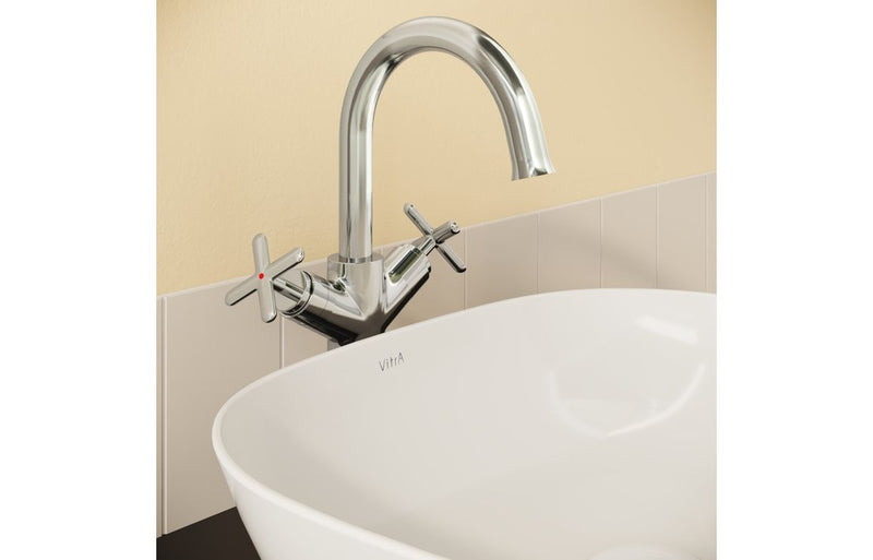 VitrA Origin Classic Tall Basin Mixer (Cross Handles) - Chrome