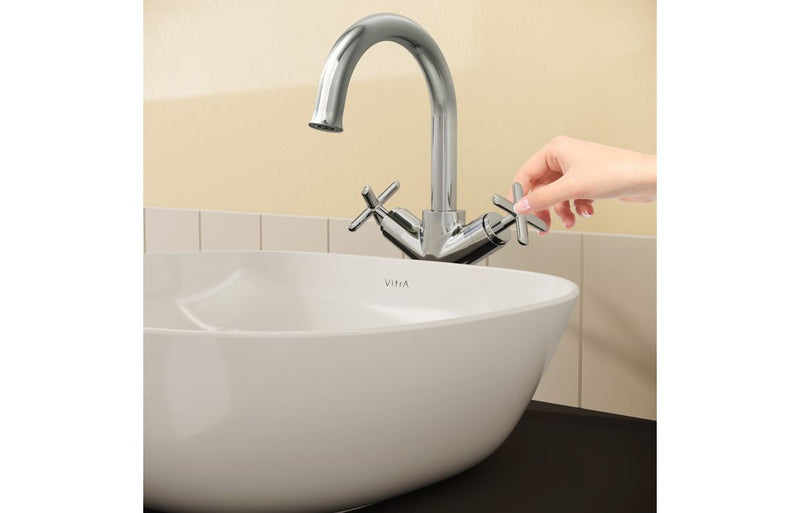 VitrA Origin Classic Tall Basin Mixer (Cross Handles) - Chrome