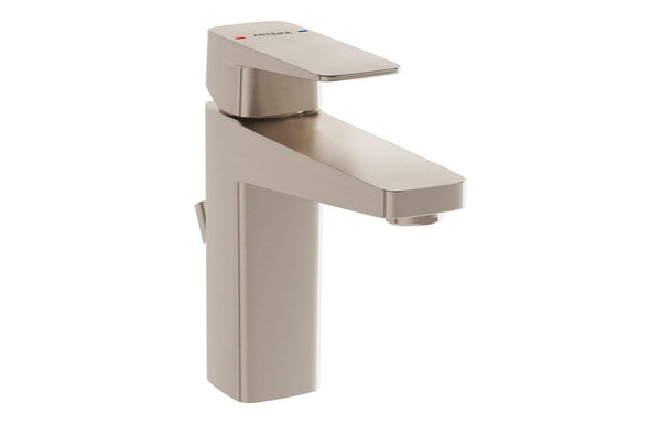 VitrA Root Square Basin Mixer with Waste Lever - Brushed Nickel