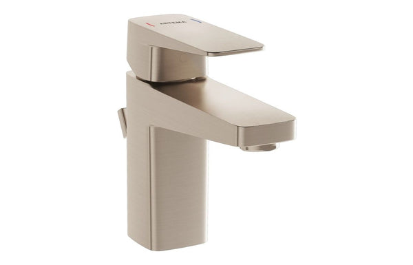 VitrA Root Square Compact Basin Mixer with Waste Lever - Brushed Nickel