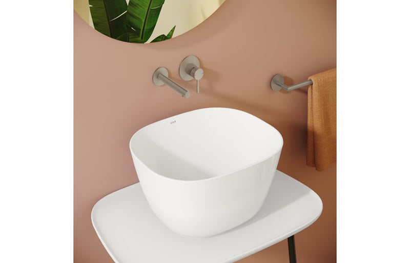 VitrA Origin Wall Mounted 2-Hole Basin Mixer - Brushed Nickel
