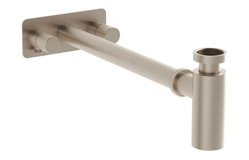 VitrA Bottle Trap for Basins with Isolation Taps (Symmetric) - Brushed Nickel