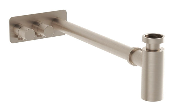 VitrA Bottle Trap for Basins with Isolation Taps (Asymmetric) - Brushed Nickel